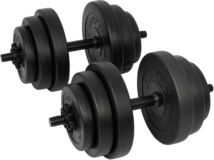 Poids Tunturi - jeu d'haltères - jeu d'haltères - 2 pièces - total 28 kg - noir - vinyle - incl. application de remise en forme gratuite