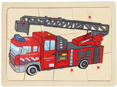 Puzzle à plots en bois Playwood pompiers, 9 pcs.
