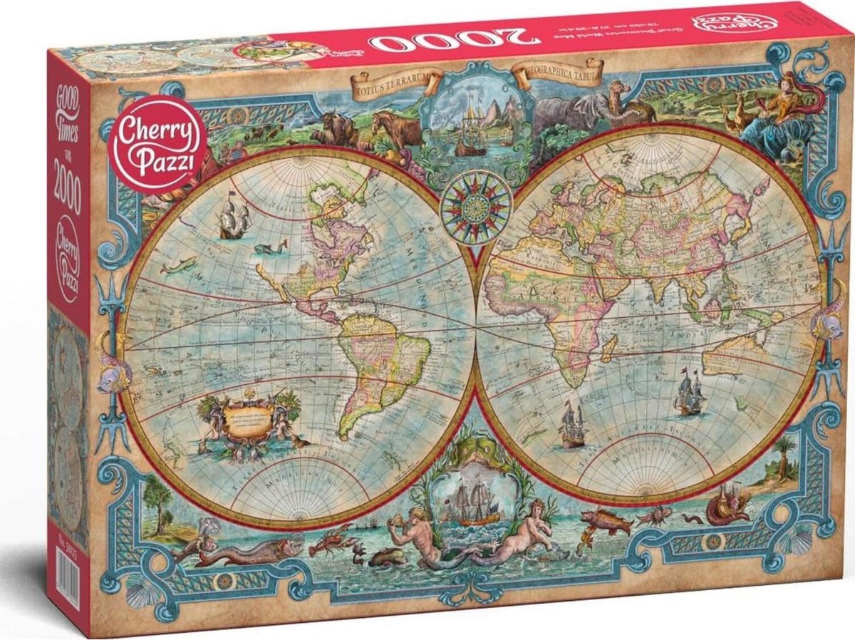 Cherrypazzi puzzle carte du monde grandes découvertes 2000 pièces