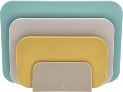 Rosti choptima set de planches à découper 35,5 x 7 x 26,5 cm océan - plastique - 4 planches à découper - va au lave-vaisselle - avec support - cuisine