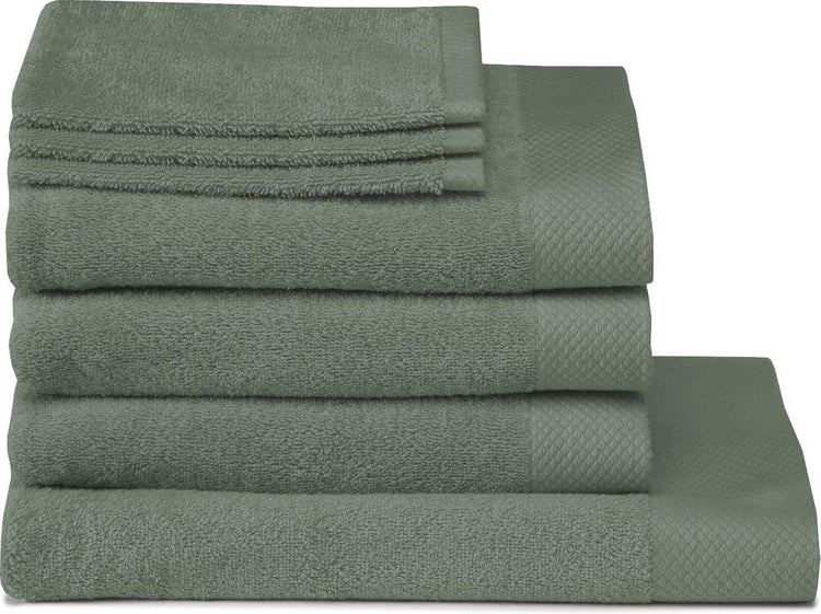 Hippocampe pur - 3 débarbouillettes 3 serviettes de bain 1 serviette de douche - laurier - lot de 7