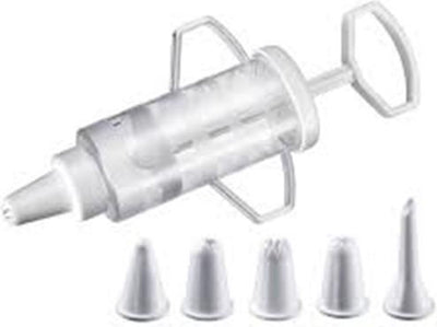 Seringue de décoration Westmark, avec 5 embouts, capacité : 100 ml, plastique, blanc transparent, 30772270