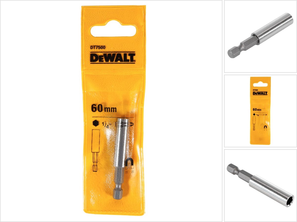 Accessoires Dewalt Porte-embout de tournevis 60 mm pour embouts de tournevis 25 mm, magnétique - dt7500-qz