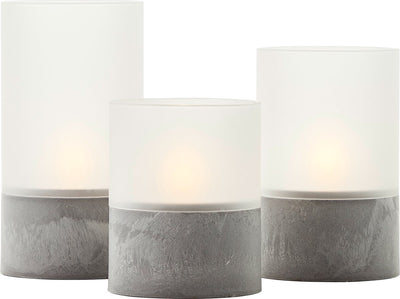 Batterie de bougie d'allumage brillante - lampe de table - LED - ensemble de bougies vacillantes - gris blanc - ip44