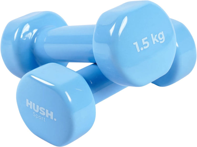 Hush sport - set d'haltères 2 x 1,5 kg bleu clair - revêtement en vinyle avec poignée antidérapante - fonte - conception hexagonale pratique - adapté à l'entraînement de force fitness