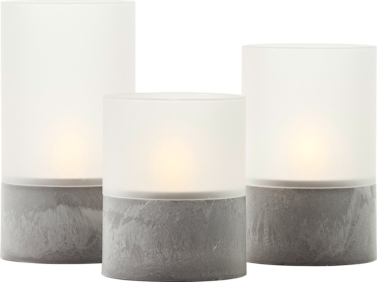 Batterie de bougie d'allumage brillante - lampe de table - LED - ensemble de bougies vacillantes - gris blanc - ip44