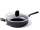 Greenpan Memphis sauteuse 28cm avec couvercle - 4,2l - revêtement antiadhésif sans PFA - sauteuse induction - poêle en céramique - passe au four jusqu'à 160°c - poignées froides - avec couvercle en verre - noir
