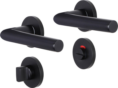 Ferrure de porte intérieure Impresso London - ronde avec rosace de toilette ronde - aluminium - noir