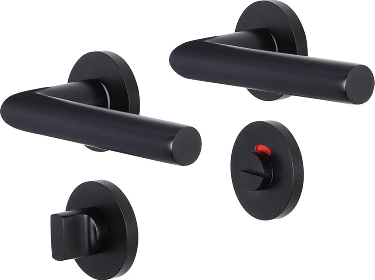 Ferrure de porte intérieure Impresso London - ronde avec rosace de toilette ronde - aluminium - noir