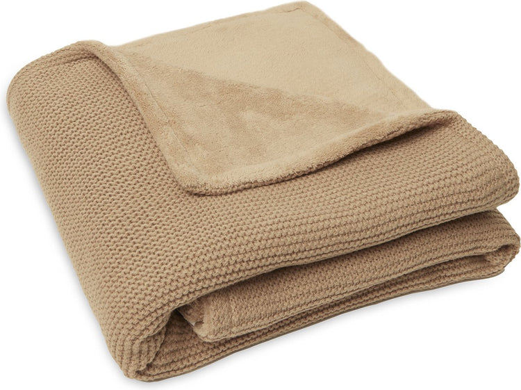 Jollein couverture bébé berceau 75x100cm tricot basique - polaire biscuit