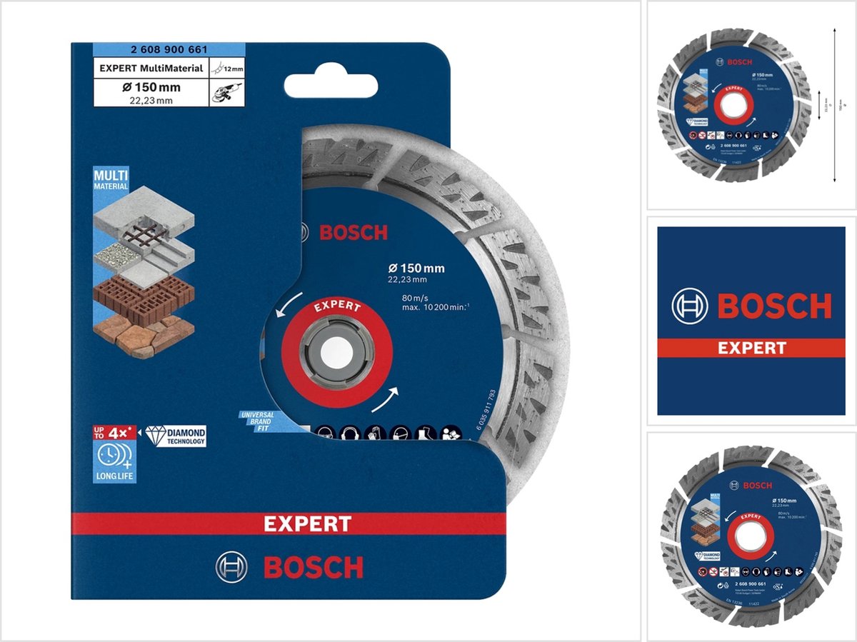 Accessoires Bosch 2608900661 disque à tronçonner diamant multimatériaux expert diamètre 150 mm diamètre de perçage 22,23 mm pierre