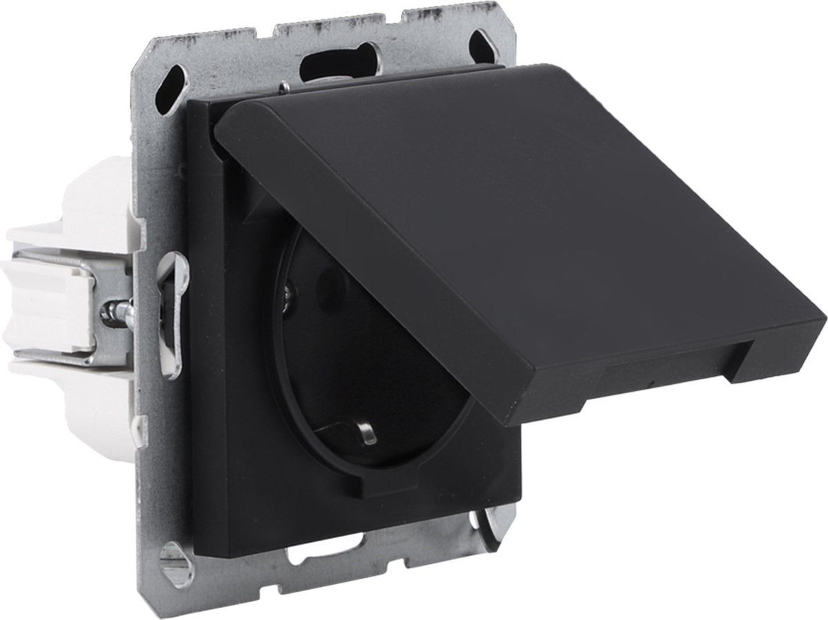 Prise Q-link s-line 1 voie - mise à la terre - avec valve - noir