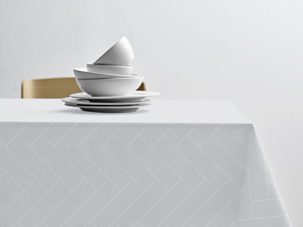 Nappe damassé carreaux Södahl 140 x 270 cm blanc