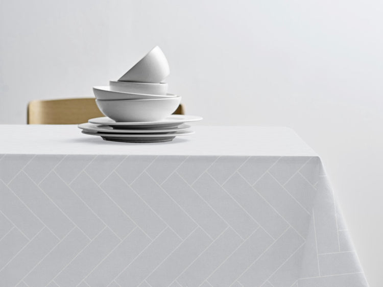 Nappe damassé carreaux Södahl 140 x 270 cm blanc