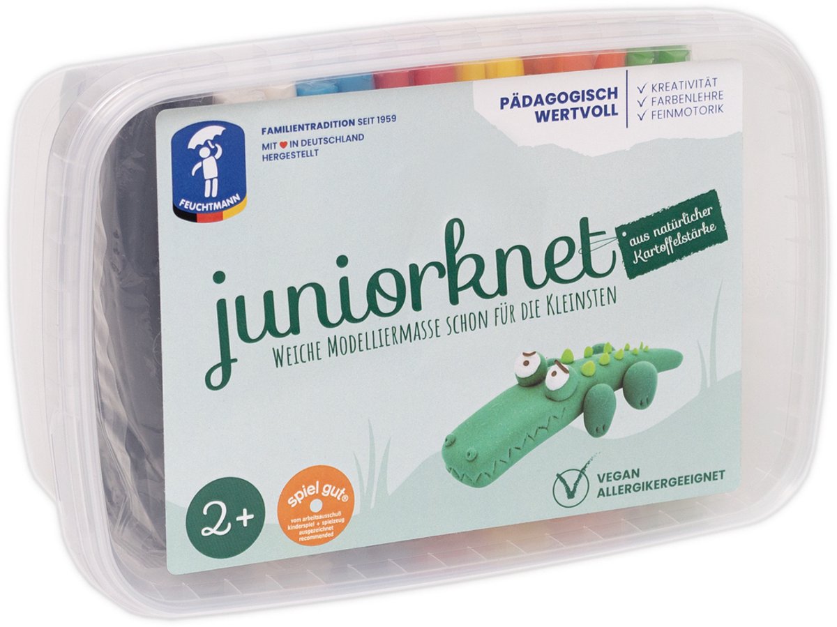 Feuchtmann junior knet box maxi, 14 barres, 7 couleurs dans une boîte de rangement