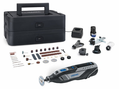 Ensemble multi-outils avec batterie 12 V Dremel 8250-5 65 Platinum | y compris Batterie 2 Ah + chargeur | au cas où - f0138250jf