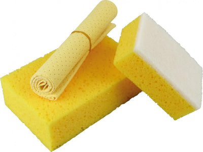 Set de lavage de voiture Protecton - paquet complet d'éponges - 3 éponges différentes - peau de chamois, éponge anti-insectes - pour un résultat éclatant