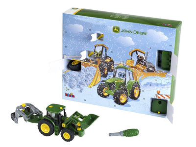 Calendrier de l'Avent Klein Toys John Deere - 24 portes - Jeu de construction Tracteur 6215 R - Vert Jaune