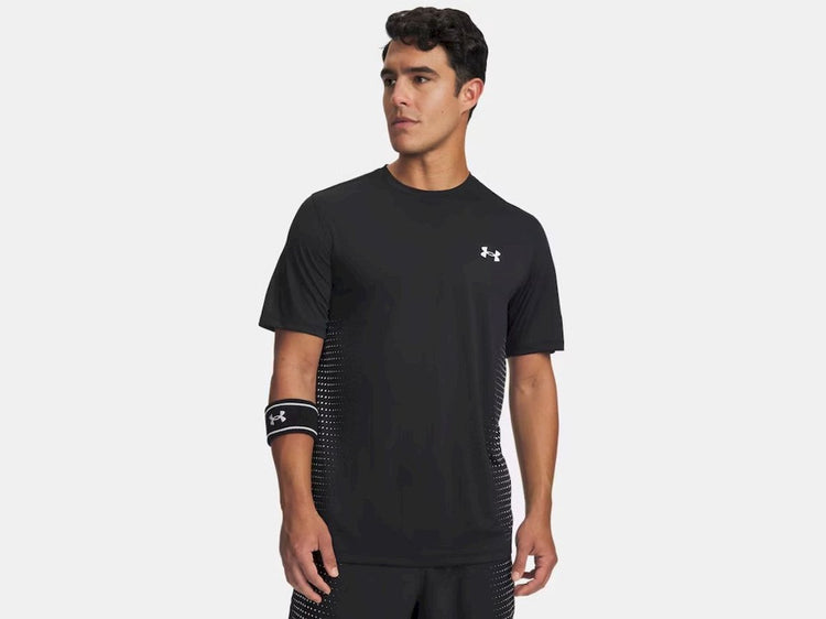 Under Armour UA Tech Play Short Sleeve-BLK Chemise de sport pour homme - Noir et blanc