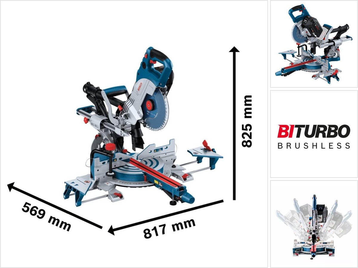 Scie à onglets professionnelle sans fil Bosch blue gcm 18v-216 dc | biturbo | excl. batterie et chargeur - 0601b47000
