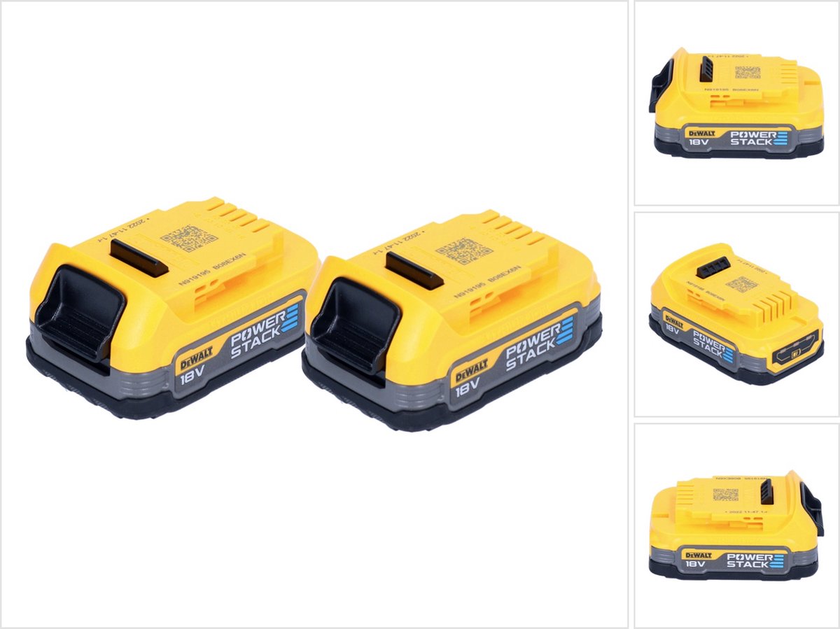 Dewalt DCBP034E2-XJ Lot de 2 batteries Power Stack | 18v xr | 1,7ah-dcbp034e2-xj