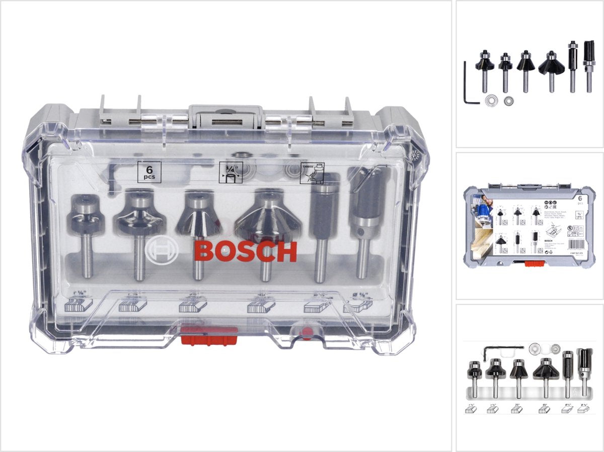 Jeu de coupe-bordures et moulures Bosch 6 pcs. 1 jeu de bordures à 4 tiges (2607017470) pour toupies