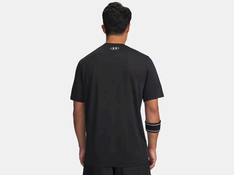 Under Armour UA Tech Play Short Sleeve-BLK Chemise de sport pour homme - Noir et blanc