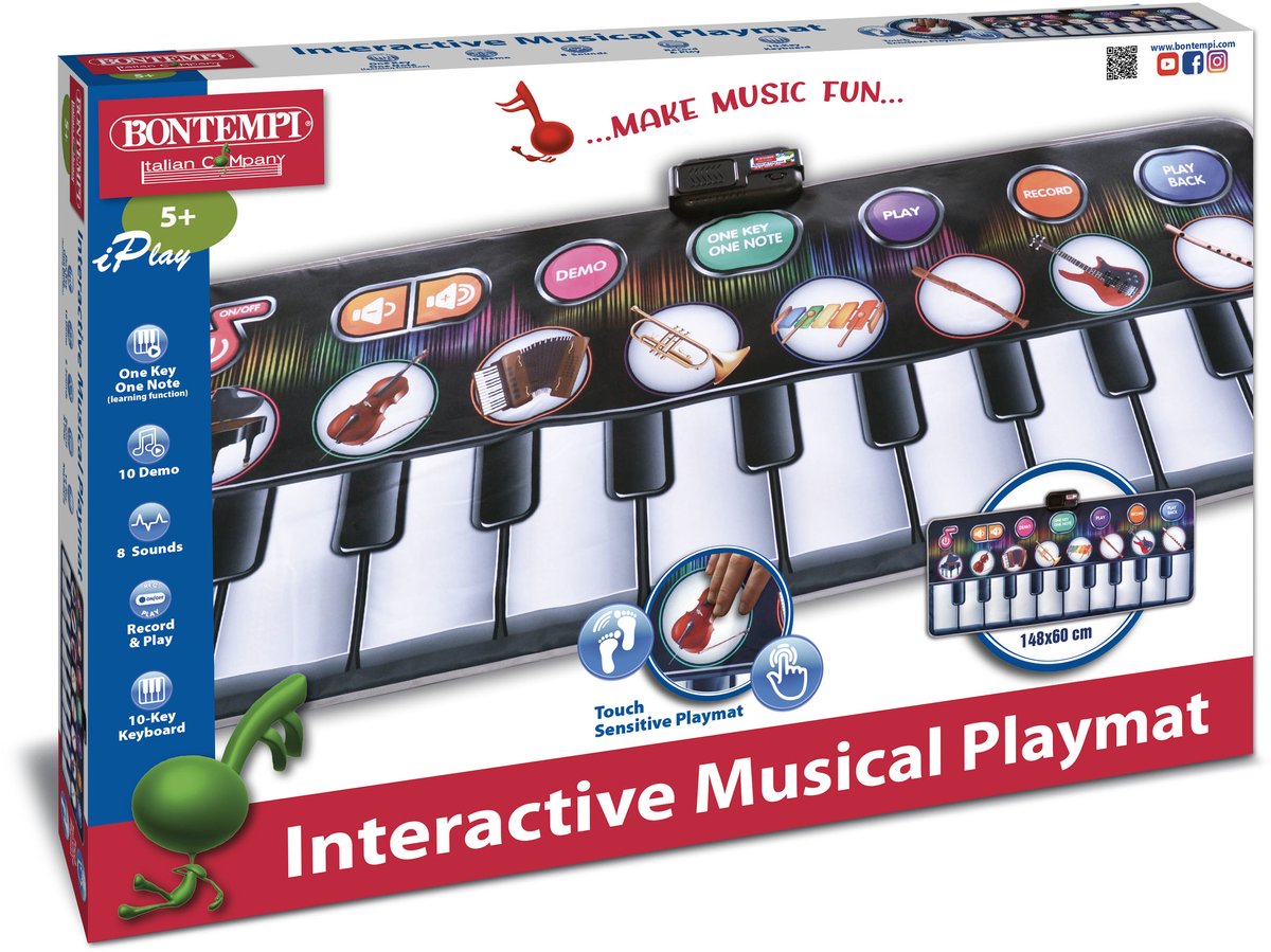 Bontempi spa bontempi tapis de jeu musical junior 148 x 60 cm noir et blanc