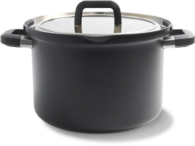 Marmite à soupe noire Bk flow cool 24 cm - 6,5 l - casserole inox - casserole induction - passe au four jusqu'à 160°c - poignée froide - avec couvercle - noir