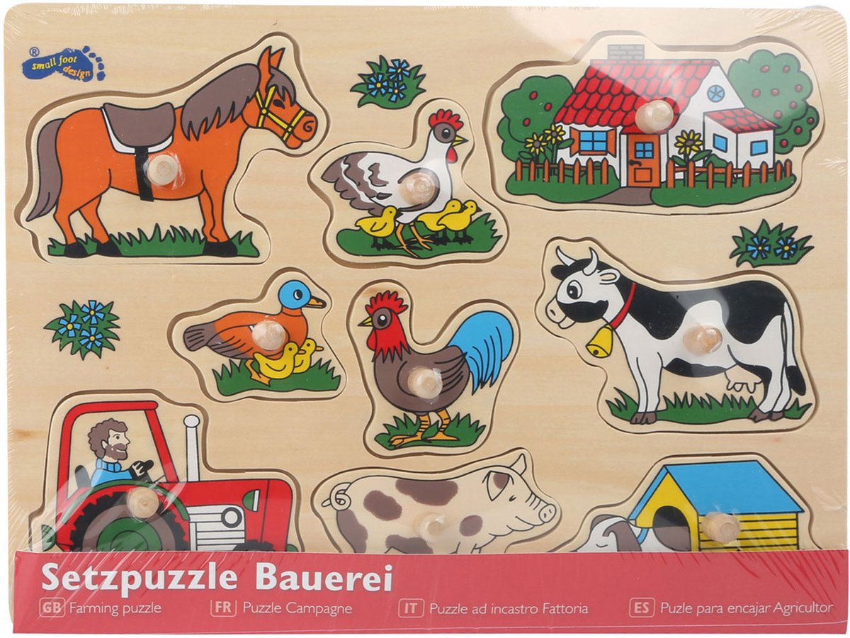 Small Foot Wooden Studs Puzzle Farm, 9e.