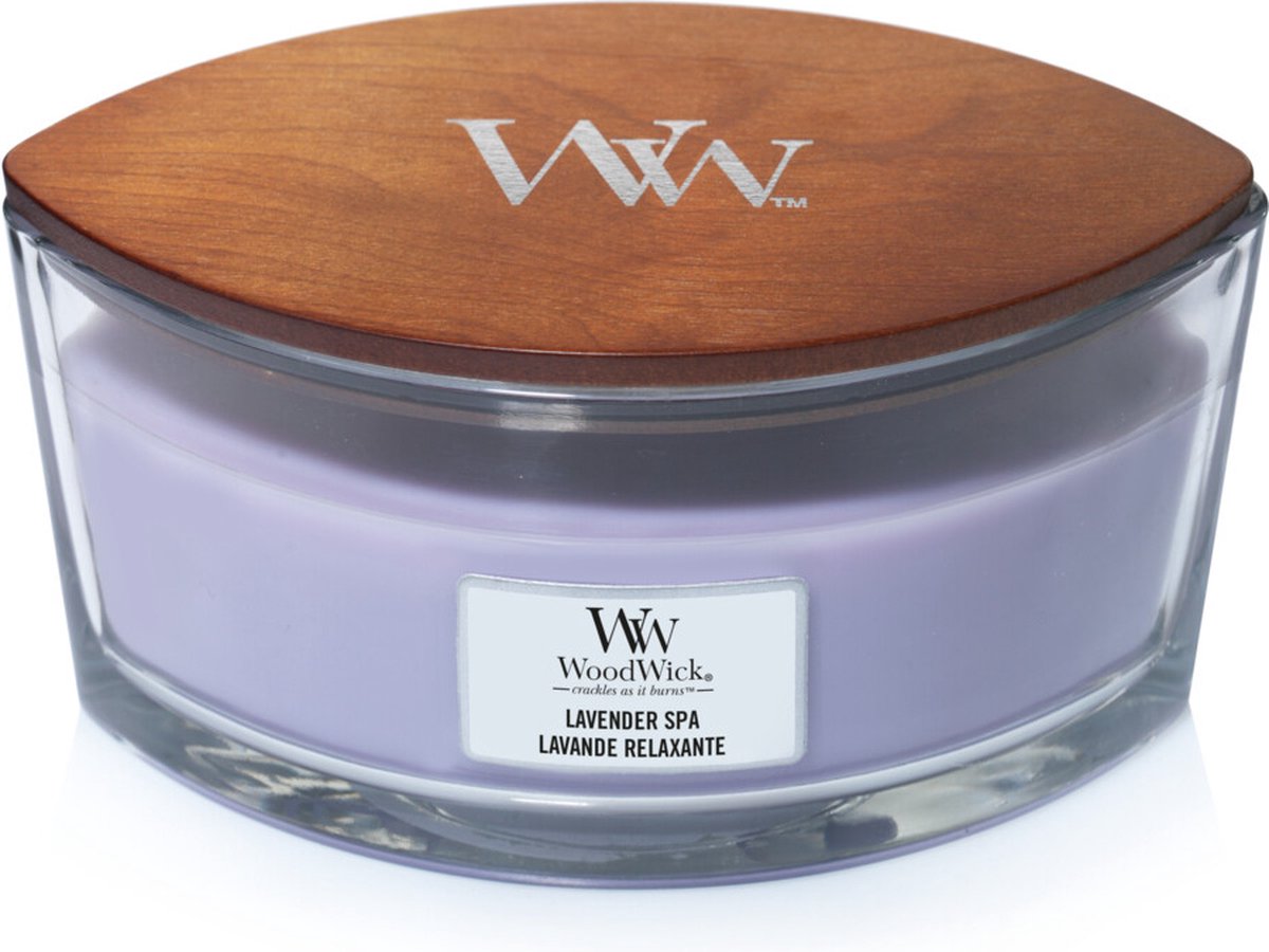Bougie parfumée Woodwick Heartwick Flame Ellipse - Spa lavande - 50 heures de combustion