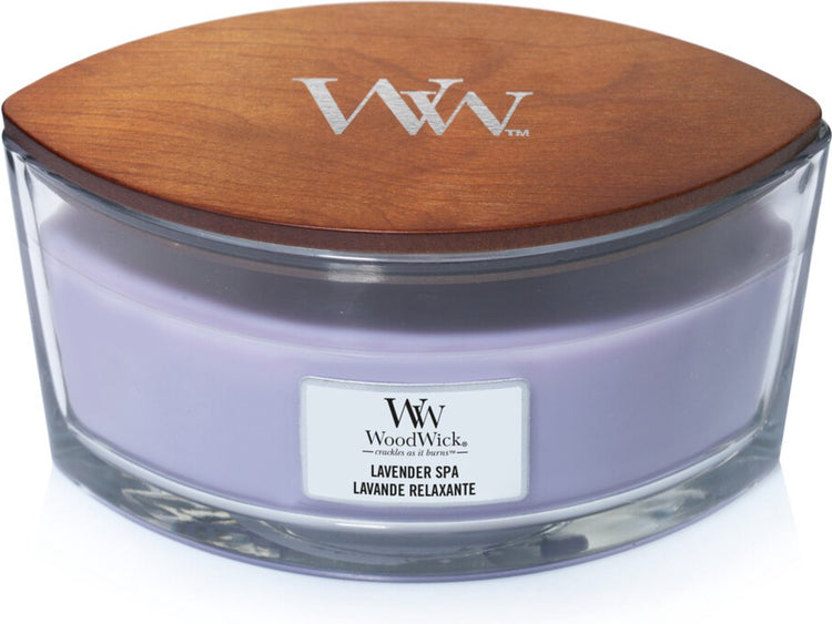 Bougie parfumée Woodwick Heartwick Flame Ellipse - Spa lavande - 50 heures de combustion