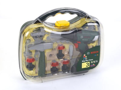 Klein Toys Bosch Mini mallette de travail avec tournevis sans fil - incl. plus d'outils, accessoires interchangeables, effets lumineux et sonores - vert jaune