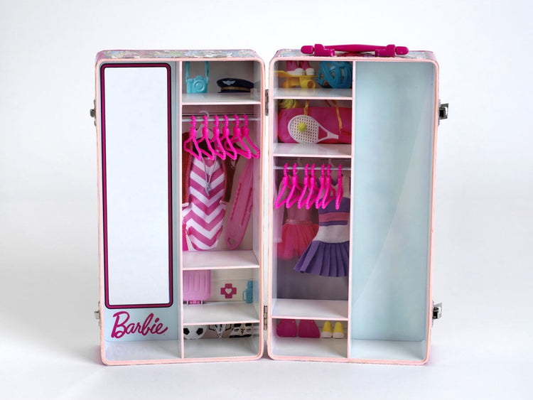 Klein Toys Valise à vêtements Barbie - portants et étagères - incl. accessoires - multicolores