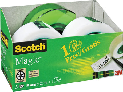 Pack économique Scotch : 3 x ruban ® magic™, 19 mm x 25 m + distributeur manuel rechargeable gratuit