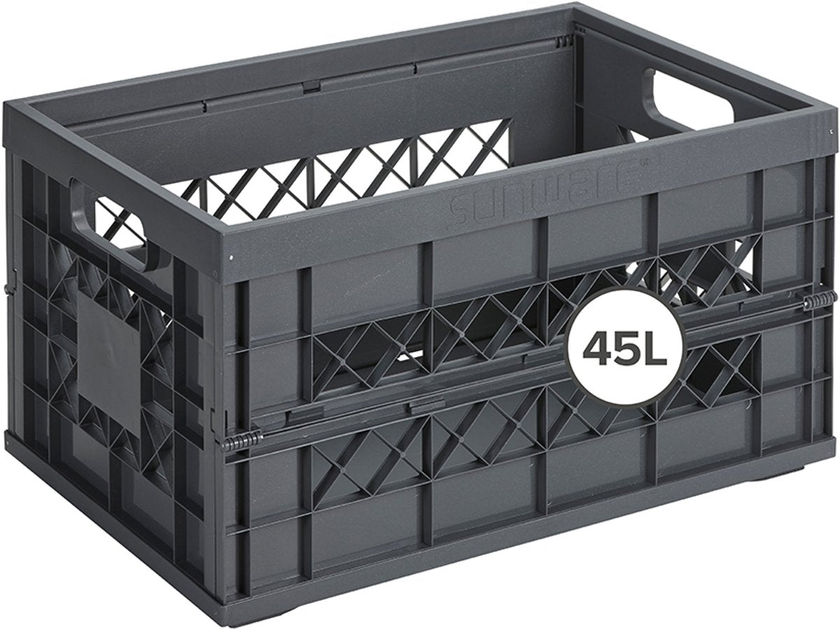 Caisse pliante carrée Sunware 45l - caisse de courses robuste - anthracite
