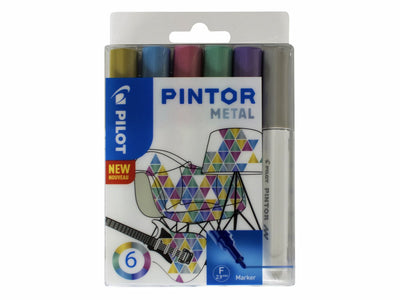 Creativ company pilot pintor set de marqueurs à peinture métallisée - set en métal - marqueur fin avec pointe de 2,9 mm - encre à base d'eau - couvre toutes les surfaces, même les plus foncées - dessiner, colorier, décorer, marquer, écrire, calligraphier…