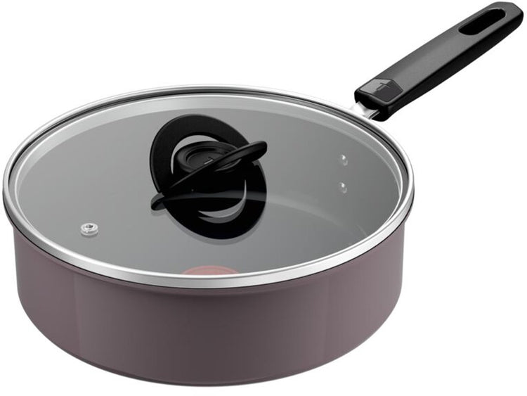 Tefal ceramic control gris - poêle à frire - 24 cm - céramique - induction - avec couvercle - sans pfas - convient pour une utilisation avec des spatules métalliques