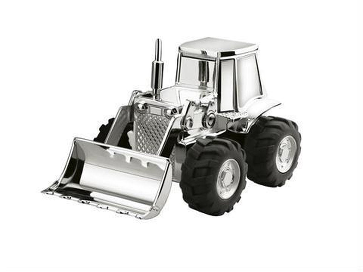 Zilverstad - tirelire tracteur, argenté