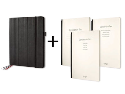 Organisateur d'affaires Sigel - conceptum flex - a4 - cuir artificiel - noir - rempli de ligne de cahier - cahier de liste de choses à faire - cahier de notes de conversation - si-cf132