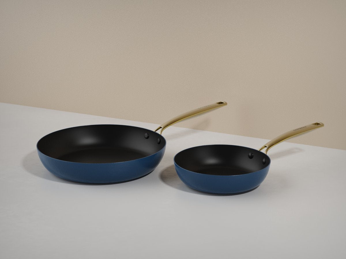 Ensemble de poêles à frire Combekk element expert - 20 28 cm - bleu - revêtement antiadhésif en céramique sans pfas - fabriqué à partir d'aluminium 100 % recyclé - compatible induction