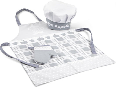 Tablier de cuisine New Classic Toys® blanc argent avec toque et gant de cuisine
