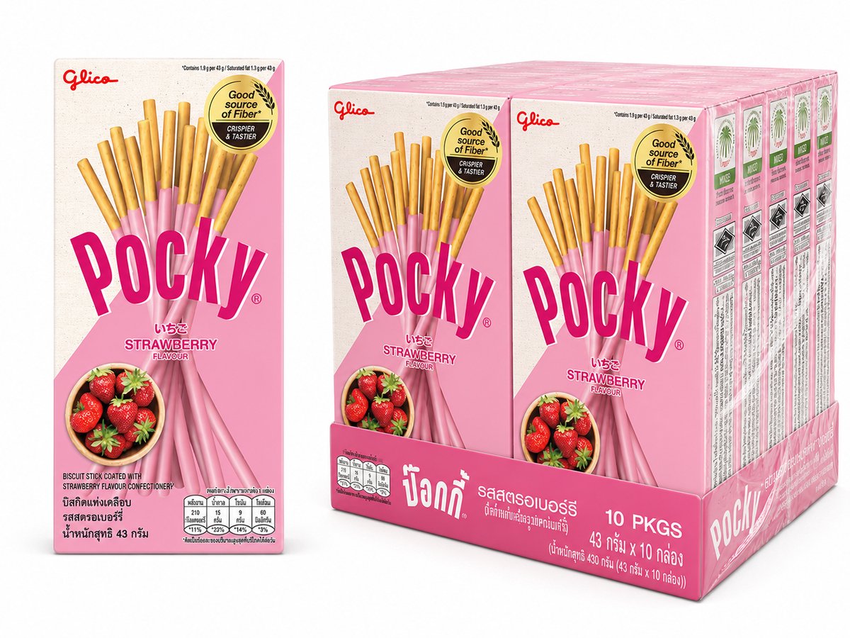 Fraise Pocky - 10 x 43gr - pack économique