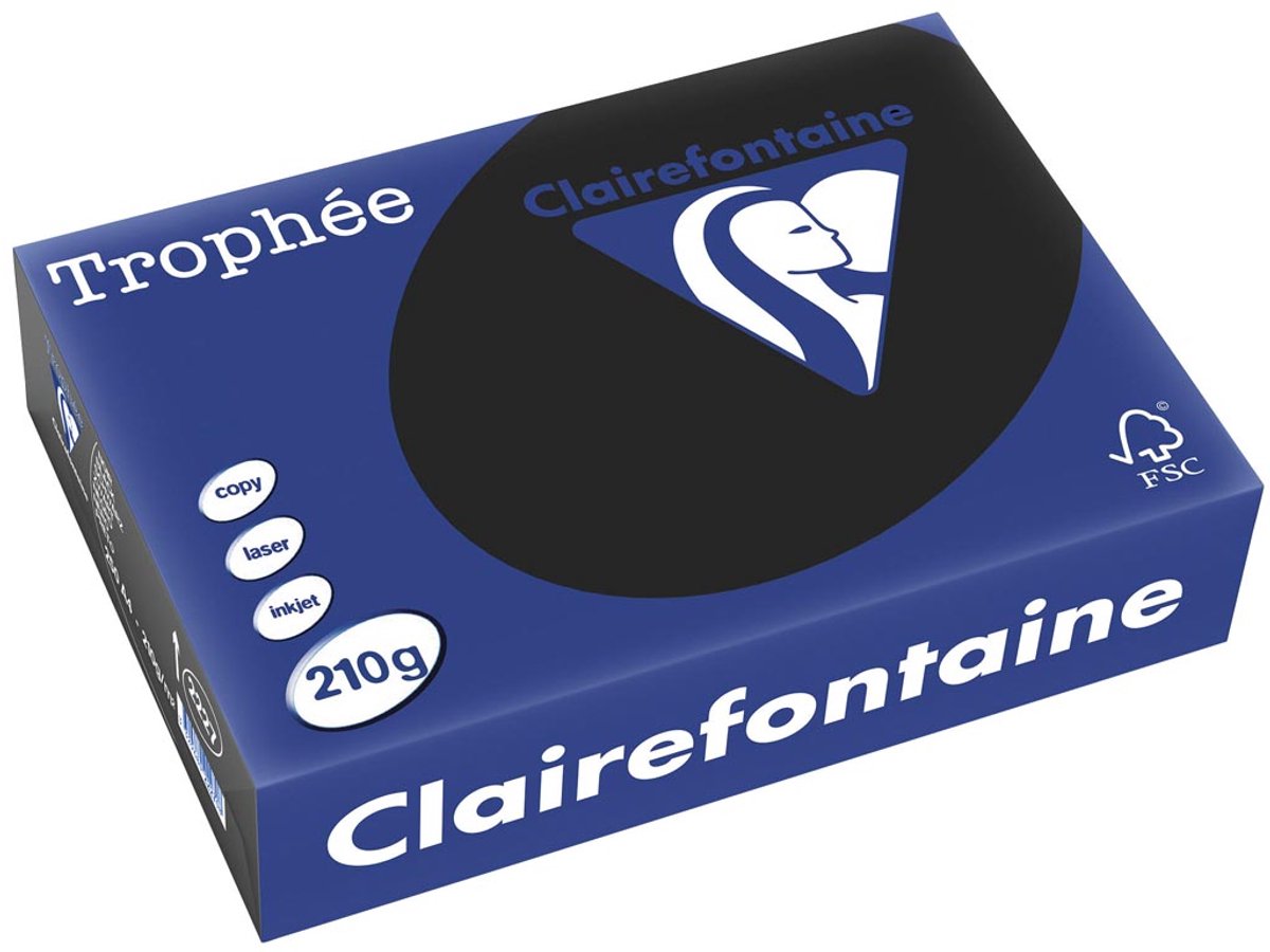 Clairefontaine - trophée pastel - papier coloré - a4 - 210 grammes - 250 feuilles - noir