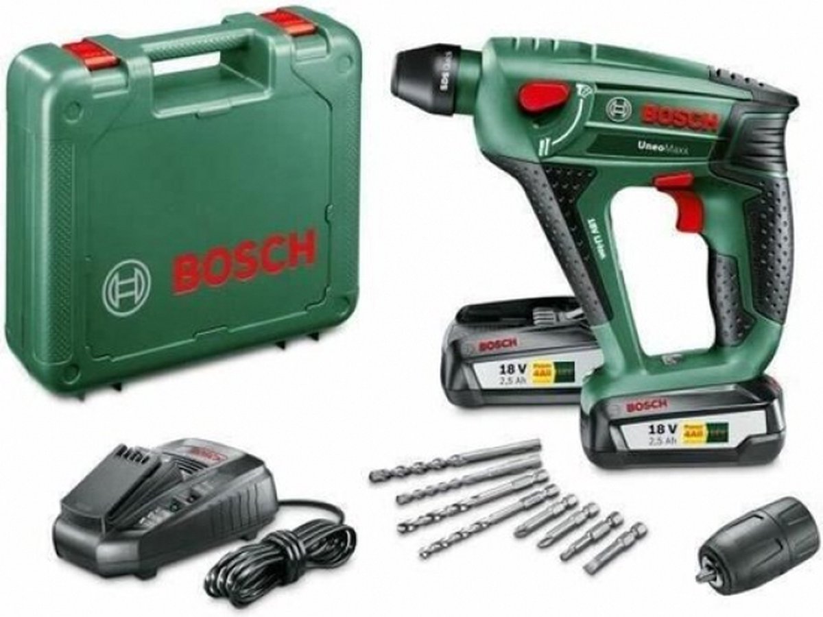 Perceuse à percussion sans fil Bosch uneo maxx - avec 2 batteries 18 V et chargeur - avec étui
