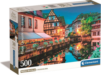 Clementoni - puzzle - 500 pièces - vieille ville de strasbourg - puzzle pour adultes - collection haute qualité
