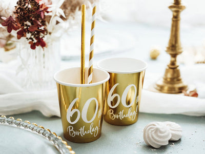 Partydeco 6 mugs brillants pour le 60ème anniversaire 220 ml