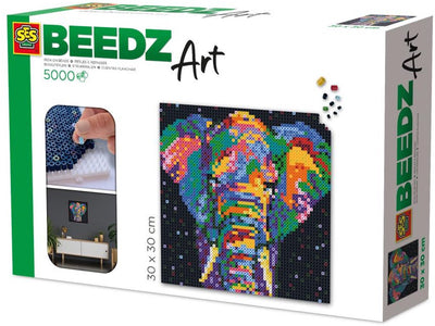 Ses creative - beedz art - fantaisie éléphant - 5000 perles thermocollantes avec plaques de base et feuilles thermocollantes - à partir de 12 ans