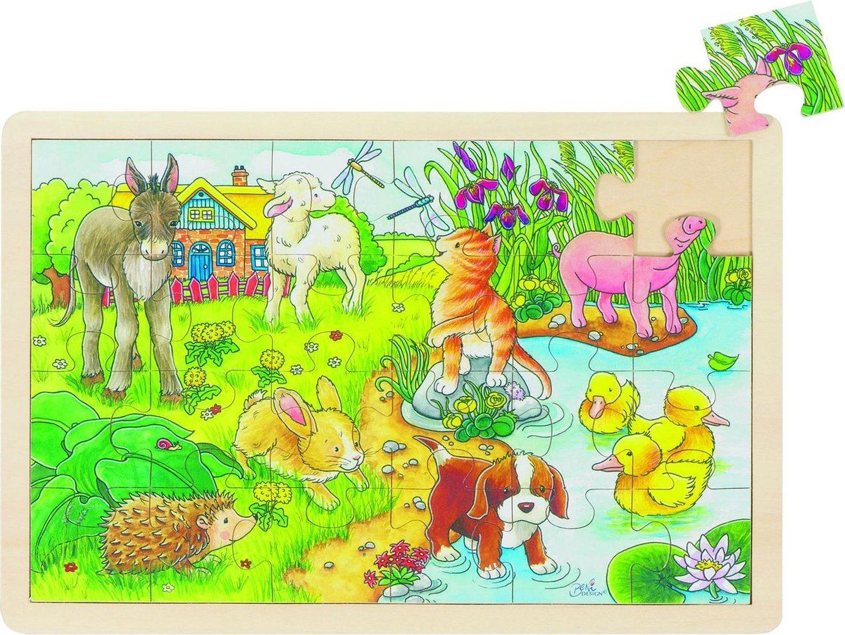 Goki Wooden Puzzle Puzzle Baby Animals, 24e.