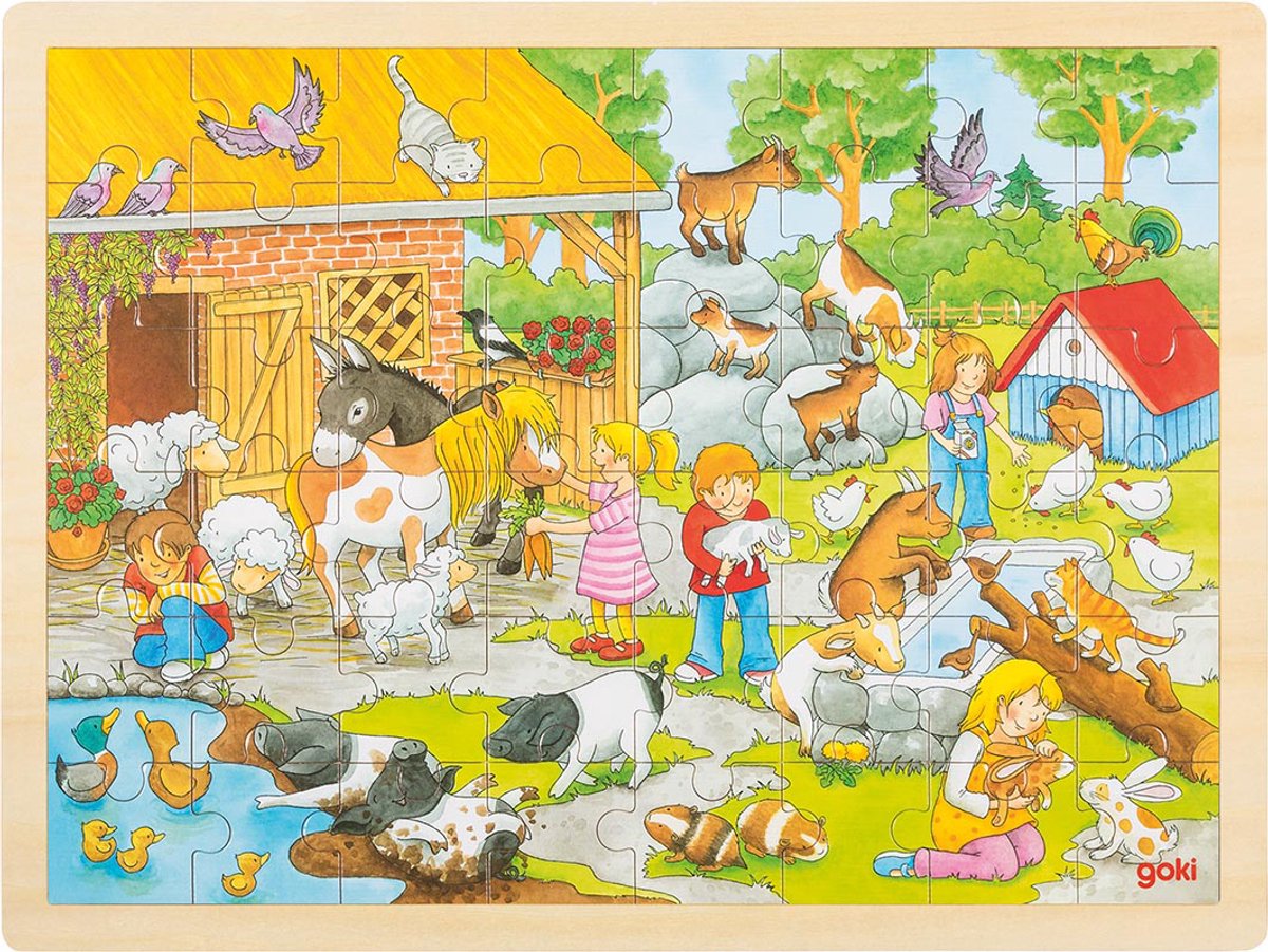 Goki Wooden Jigsaw Puzzle Children's Farm, 48e.